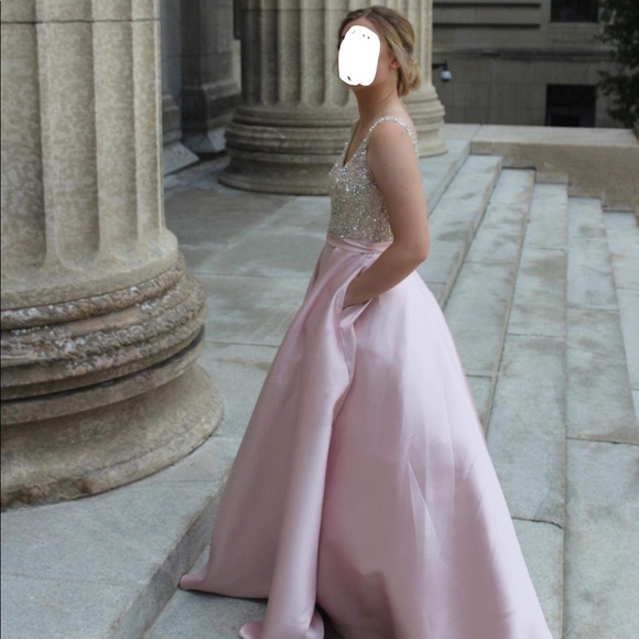 Pink Satin Prom/Grad Dress - Size 4 - Picture 2 of 3